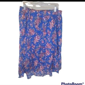 J Crew blue & pink floral & paisley print skirt. Size 14.